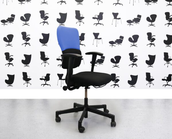 Refurbished Steelcase Lets B Chair - Black Seat with Black & Bluebell Back YP097 - Corporate Spec 1