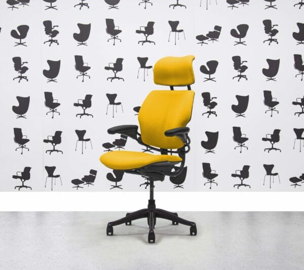 Refurbished Humanscale Freedom High Back with Headrest - Graphite Frame - Solano Fabric - Corporate Spec 1