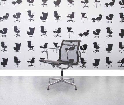Refurbished Vitra Charles Eames EA108 Office Chair - Grey Mesh and Chrome Frame - Corporate Spec 1
