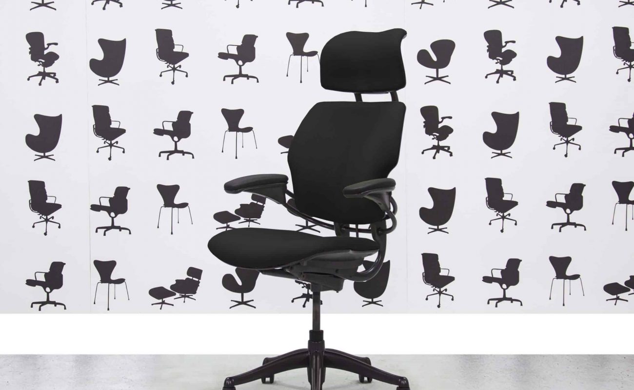 Refurbished Humanscale Freedom High Back with Headrest - Black Fabric - Corporate Spec 1