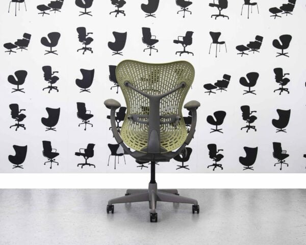 Refurbished Herman Miller Mirra Chair Full Spec - Grey Mesh Seat - Citron Back - Corporate Spec 2