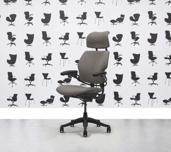 Refurbished Humanscale Freedom High Back with Headrest - Blizzard Fabric - Corporate Spec 1