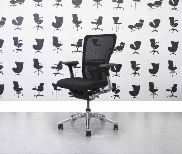 Refurbished Haworth Zody Desk Chair FULL SPEC - Black Mesh and Seat - Corporate Spec 1