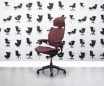 Refurbished Humanscale Freedom High Back with Headrest - Wine Dark Red Leather - Corporate Spec 1