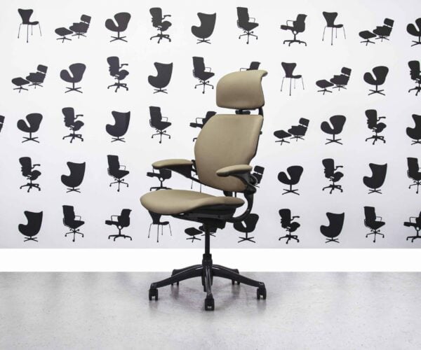 Refurbished Humanscale Freedom High Back with Headrest - Sesame Cream Leather - Corporate Spec 1