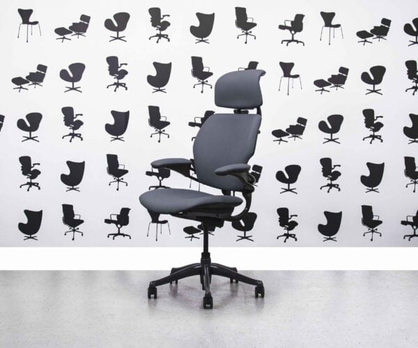 Refurbished Humanscale Freedom High Back with Headrest - Maron Dark Brown Leather - Corporate Spec 1