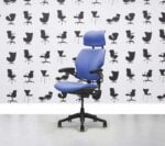 Refurbished Humanscale Freedom High Back with Headrest - Graphite Frame - Bluebell Fabric - Corporate Spec 1