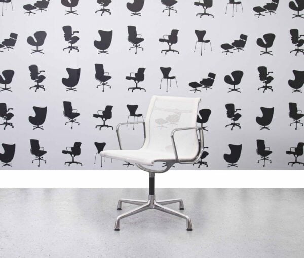 Refurbished Vitra Charles Eames EA108 Office Chair - White Mesh and Aluminium Frame - Corporate Spec 1