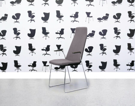 Refurbished Allermuir CF2A Stackable Meeting Chair - Dark Grey Fabric - Chrome Legs - Corporate Spec 1