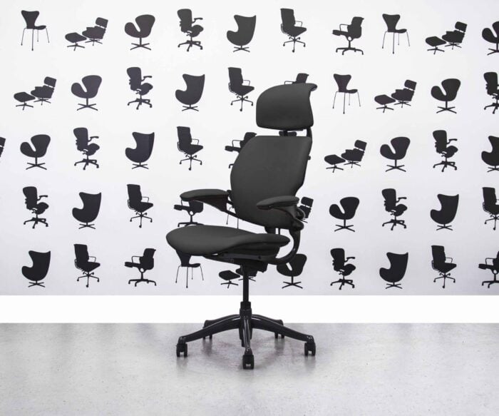 Refurbished Humanscale Freedom Chair High Back with Headrest - Black Leather - Corporate Spec 1