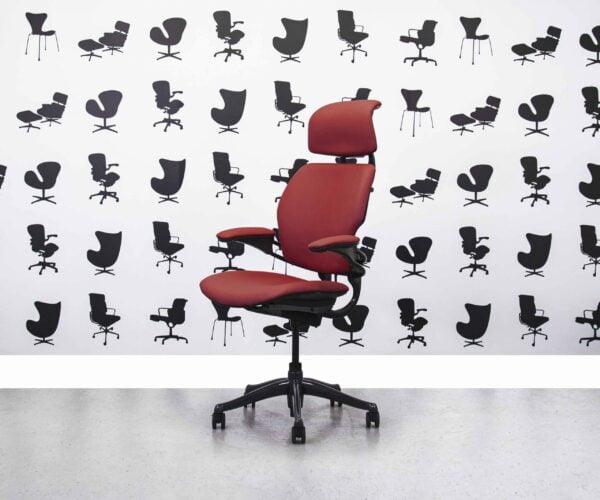 Gereviseerde Humanscale Freedom hoge rug met hoofdsteun - Rosetta Red Leather - Corporate Spec 1