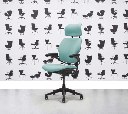 Refurbished Humanscale Freedom High Back with Headrest - Graphite Frame - Campeche Fabric - Corporate Spec 1