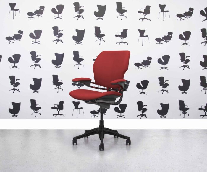 Refurbished Humanscale Freedom Low Back - Black Frame - Rosetta Red Leather - Corporate Spec 1