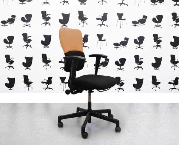 Refurbished Steelcase Lets B Chair - Black Seat with Black and Sandstorm Back -YP107 - Corporate Spec 1