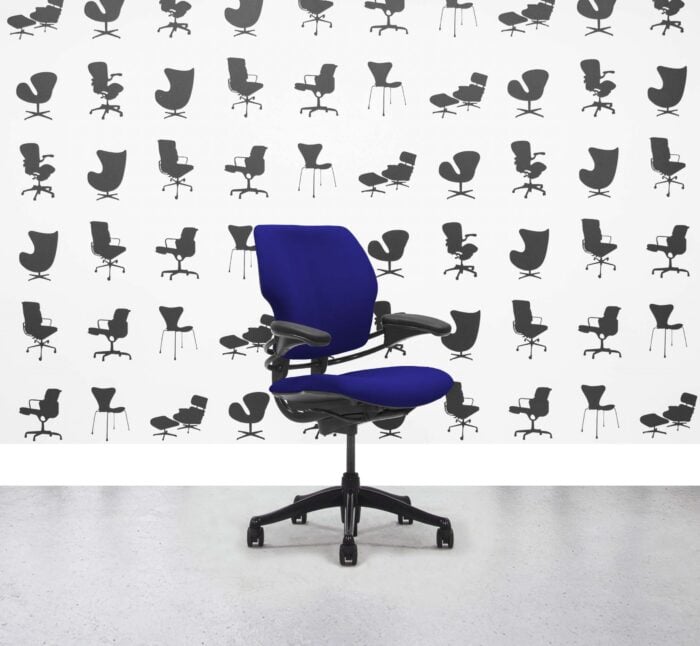 Refurbished Humanscale Freedom Low Back Task Chair - Ocean Blue - Black Frame - Corporate Spec 1