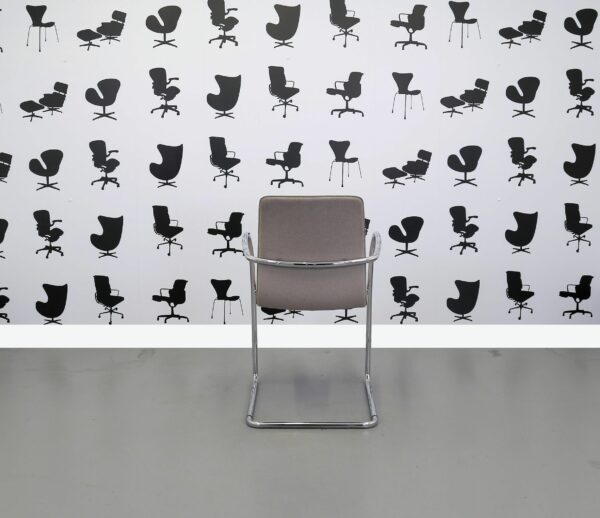 Refurbished Kusch Co Ona Plaza Stacking Meeting Chair - Beige Fabric -Chrome Frame