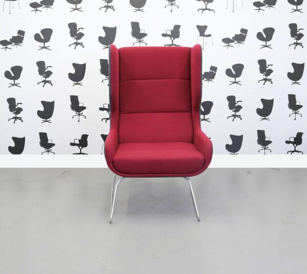Refurbished Naught One - Hush Chair - Red andPurple Fabric - Chrome Legs