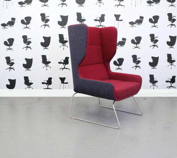 Refurbished Naught One - Hush Chair - Red andPurple Fabric - Chrome Legs