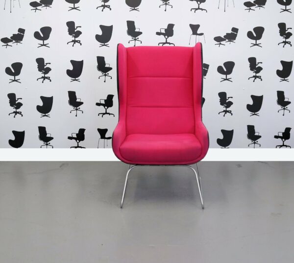 Refurbished Naught One - Hush Chair - Pink and Grey Fabric - Chrome Legs