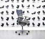 Refurbished Herman Miller Mirra Chair Full Spec - Grey Seat with Blue Back - Corporate Spec 1