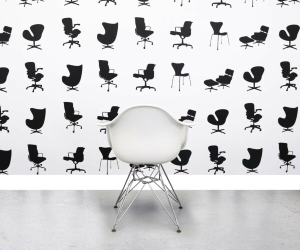 Refurbished Vitra Charles Eames DAR Chair - Light Grey Fabric Seat - White Plastic Frame - Chrome Base - Corporate Spec 2