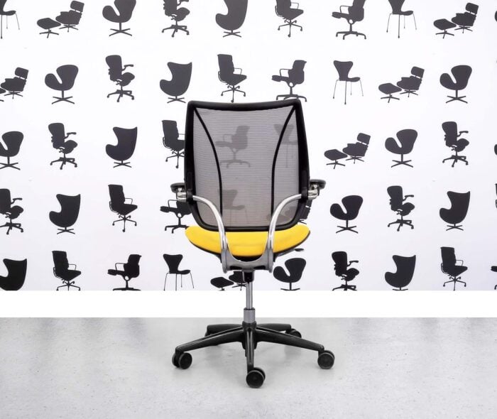 Refurbished Humanscale Liberty Task Chair - Chrome Grey Mesh - Solano Yellow Seat - Corporate Spec 2