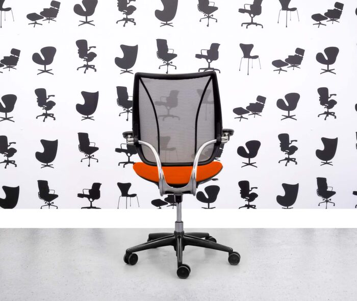Refurbished Humanscale Liberty Task Chair - Chrome Grey Mesh - Lobster Red Seat - Corporate Spec 2