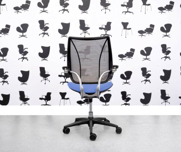 Gereviseerde Humanscale Liberty Task Chair - Chrome Grey Mesh - Bluebell Zitting - Corporate Spec 1