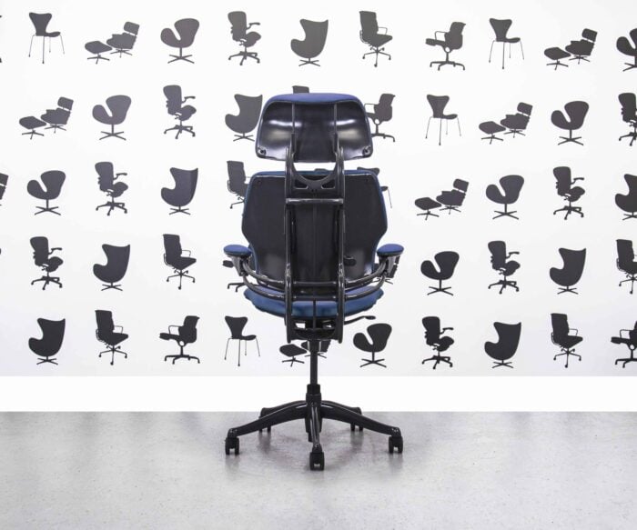 Refurbished Humanscale Freedom High Back with Headrest - Royal Blue Leather - Corporate Spec 2