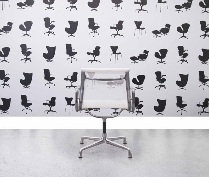 Refurbished Vitra Charles Eames EA108 Office Chair - White Mesh and Aluminium Frame - Corporate Spec 2