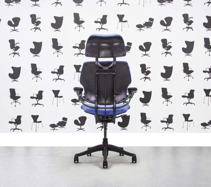 Refurbished Humanscale Freedom High Back with Headrest - Graphite Frame - Bluebell Fabric - Corporate Spec 2