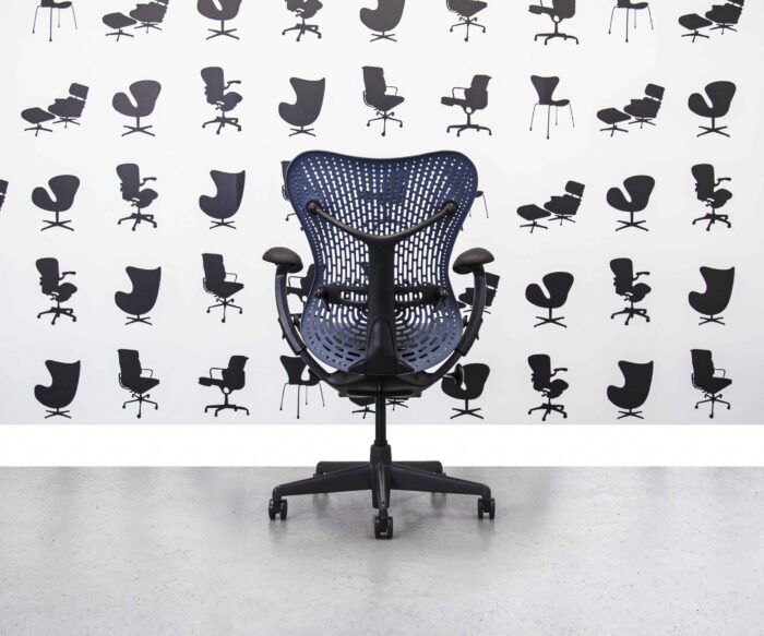 Refurbished Herman Miller Mirra Chair Full Spec - Blue Back and Blue Mesh Seat - Corporate Spec 2