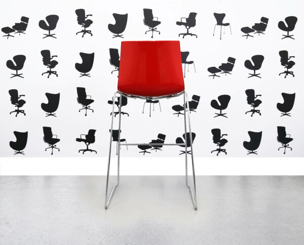 Refurbished Arper Catifa 46 Tall — Canteen Chair - Red Plastic Seat - Chrome Legs - Corporate Spec 2