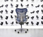 Refurbished Herman Miller Mirra Chair Full Spec - Grey Seat with Blue Back - Corporate Spec 2