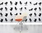 Refurbished Vitra Charles Eames DAR Chair - Poppy Red Fabric Seat - White Plastic Frame - Chrome Base - Corporate Spec 2