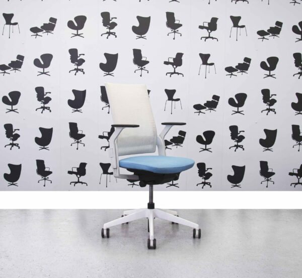 Refurbished Senator Ecoflex Office Chair - White Frame - Bluebell - Corporate Spec 3
