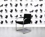 Refurbished Vitra SA416301 Meeting Chair - Black Leather Back - Black Fabric Seat - Chrome Legs - Corporate Spec 3