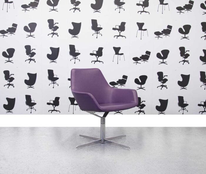 Refurbished Hitch Mylius HM86A Swivel Low Back Armchair - Purple Leather - Corporate Spec 3