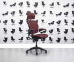 Refurbished Humanscale Freedom High Back with Headrest - Wine Dark Red Leather - Corporate Spec 3