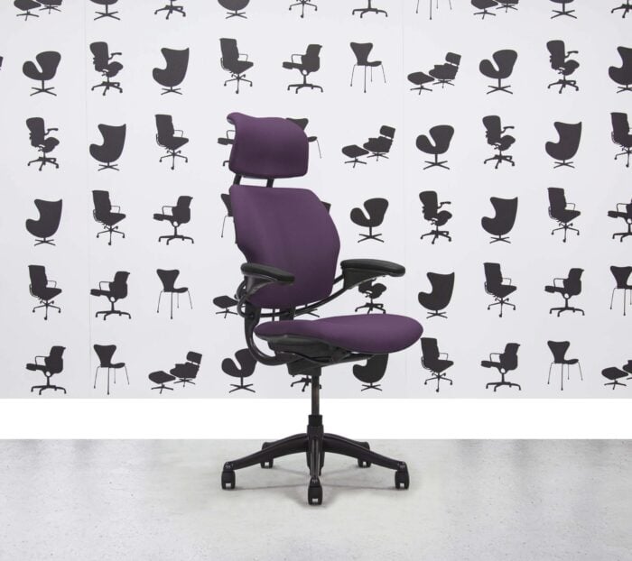 Refurbished Humanscale Freedom High Back with Headrest - Graphite Frame - Tarot Fabric - Corporate Spec 3