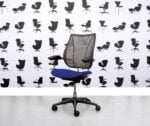 Gereviseerde Humanscale Liberty Task Chair - Chrome Grey Mesh - Ocean Blue Seat - Corporate Spec 3