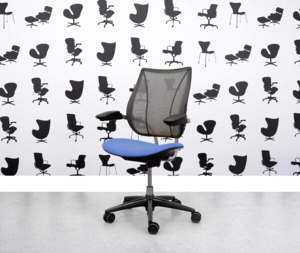 Gereviseerde Humanscale Liberty Task Chair - Chrome Grey Mesh - Bluebell Zitting - Corporate Spec 2