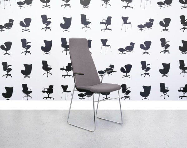 Refurbished Allermuir CF2A Stackable Meeting Chair - Dark Grey Fabric - Chrome Legs - Corporate Spec3