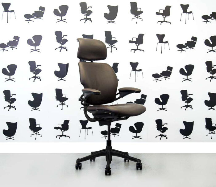 Refurbished Humanscale Freedom High Back with Headrest - Dark Brown Leather - Corporate Spec 3