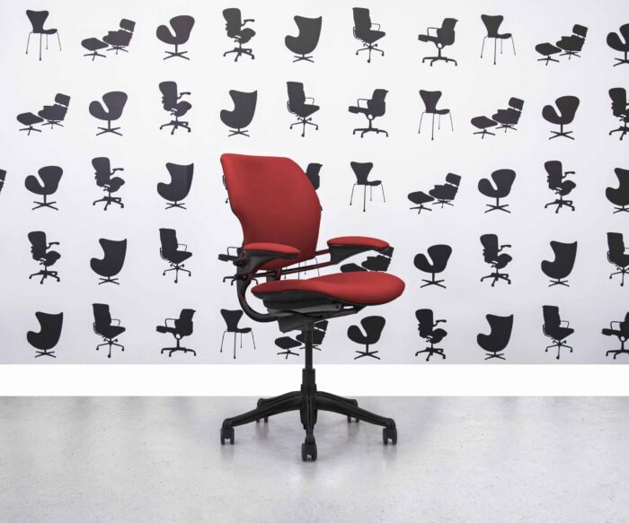 Refurbished Humanscale Freedom Low Back - Black Frame - Rosetta Red Leather - Corporate Spec 3
