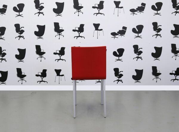 Refurbished Vitra 03 Chair - Red Rubber Seat - Grey Metal Legs