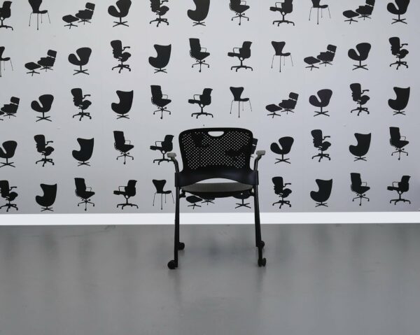 Refurbished Herman Miller Carper Stacker - Meeting Chair - With Arms -Black