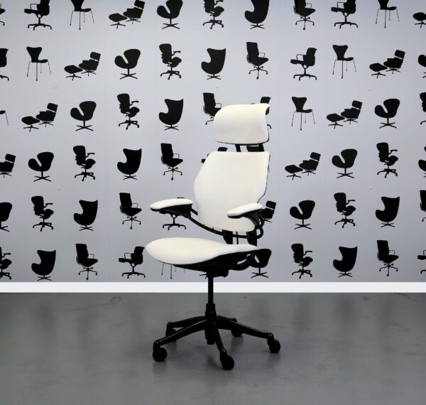 Refurbished Humanscale Freedom High Back Task Chair - Newmarket White Leather - With Headrest