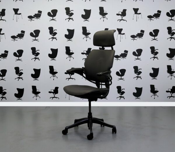 Refurbished Humanscale Freedom High Back Task Chair - Newmarket Grigio Leather - With Headrest