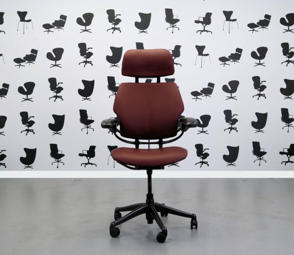 Refurbished Humanscale Freedom High Back Task Chair - Newmarket Wine Leather - With Headrest